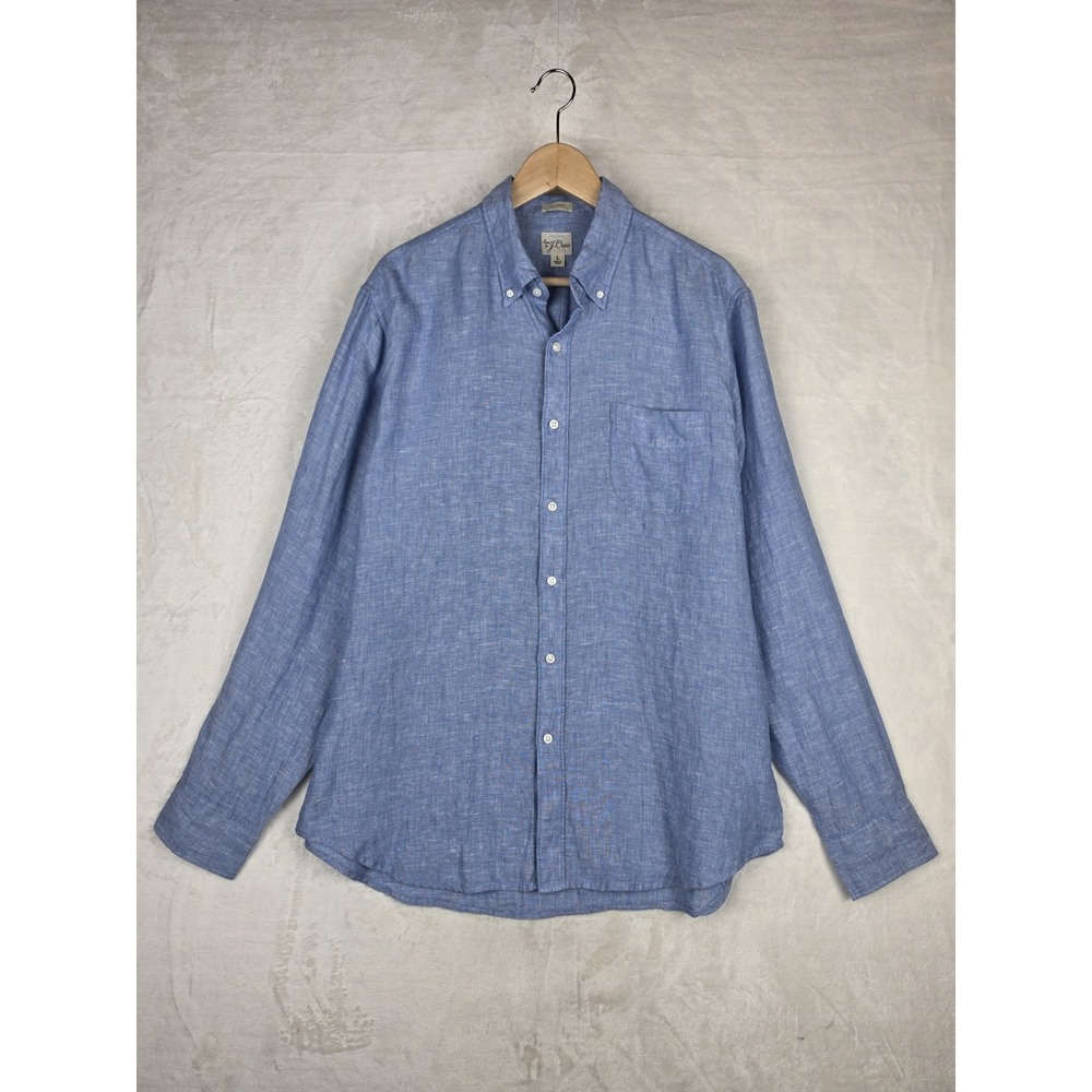 J.Crew Classic Fit Baird McNutt Irish Linen Mens Large Blue Button Down Shirt